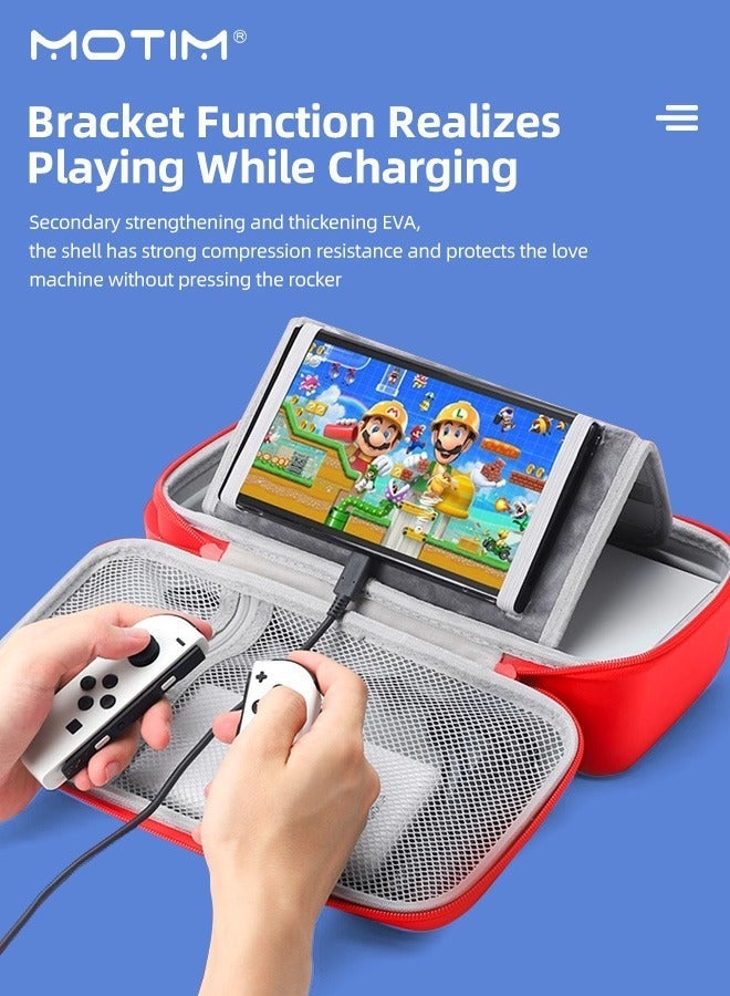 موتيم حزمة حقيبة حمل Switch متوافقة مع Nintendo Switch/OLED Model، سعة كبيرة، حقيبة سفر محمولة صلبة مقاومة للصدمات، حقيبة حمل Switch مع حاملات بطاقات - Image 3